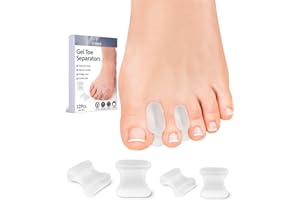 GENERIC PGRODE 12 Pack Gel Toe Separators, Bunion Spacers with 2 Sizes for Women Men Feet Bunion Corrector, Pain Relief, Soft Silicone Toe Straightener for Crooked, Overlapping, Hammertoe Correction(6L+6S)
