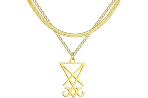 EUEAVAN Sigillo di Lucifero Collana in acciaio inossidabile Collana con ciondolo a simboli satanici Sigillo di Satana Ciondolo di Lucifero Gioielli pagani wiccani Collana religiosa