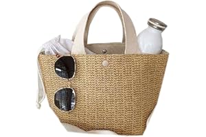 CAROLILLY Borsa Mare Donna Grande Borsa da Spiaggia Borse Estive a Tracolla Donna Elegante Vacanza Estate in Paglia Viaggio Uso Quotidiano Grande capacità alla Moda retrò