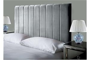 GENERIC Affordable Luxury Portland Lined Headboards in Elegant Plush Velvet Fabric, for Divan Beds, Bedroom and Hotel Furniture (3FT Single- Height 24", Silver)