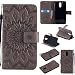 Produktbild Motorola Moto G4 / G4 Plus Hülle, SpiritSun Ledertasche Schutzhülle für Motorola Moto G4 / G4 Plus Folio PU Leder Tasche Case Cover Bookstyle mit Standfunktion und Kredit Kartenfächer - Tribal Lotus Blume Muster - Grau