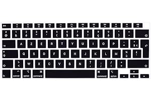 Digi-Tatoo Film de Protection du Clavier，Compatible avec Le Clavier MacBook Air de 13 Pouces avec M1 Chip (A2337) en 2021/2020 MacBook Air 13(A2179), AZERTY French Layout,Silicone Noir