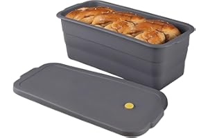 Melearch Teglia per Pane, Nuovo Stampo Plumcake Antiaderente Rettangolare, più Grande e più Spesso, Stampo Pieghevole per Pane e Toast con Coperchio, Teglie per Torte e Brownies