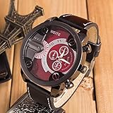 Kycut Herren-Armbanduhr, analog, sportliches Design, Quarz-Leder-Armbanduhr, analog, sportliches Stahlgehäuse, Quarzuhrwerk