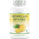 Bromelina Intenso - 750 mg (2000 F.I.P) - 120 capsule rivestite con enterici - Estratto naturale di ananas - Testato in labor