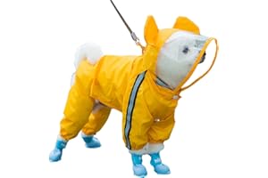 VALICAER Waterproof Dog Raincoat with Reflective Band,Clear Hooded Rain Jacket for Dogs Puppies,Breathable Raincoat Jacket with Harness Leash Hole,Lightweight Rainwear for Small Medium Large Dogs (Large)