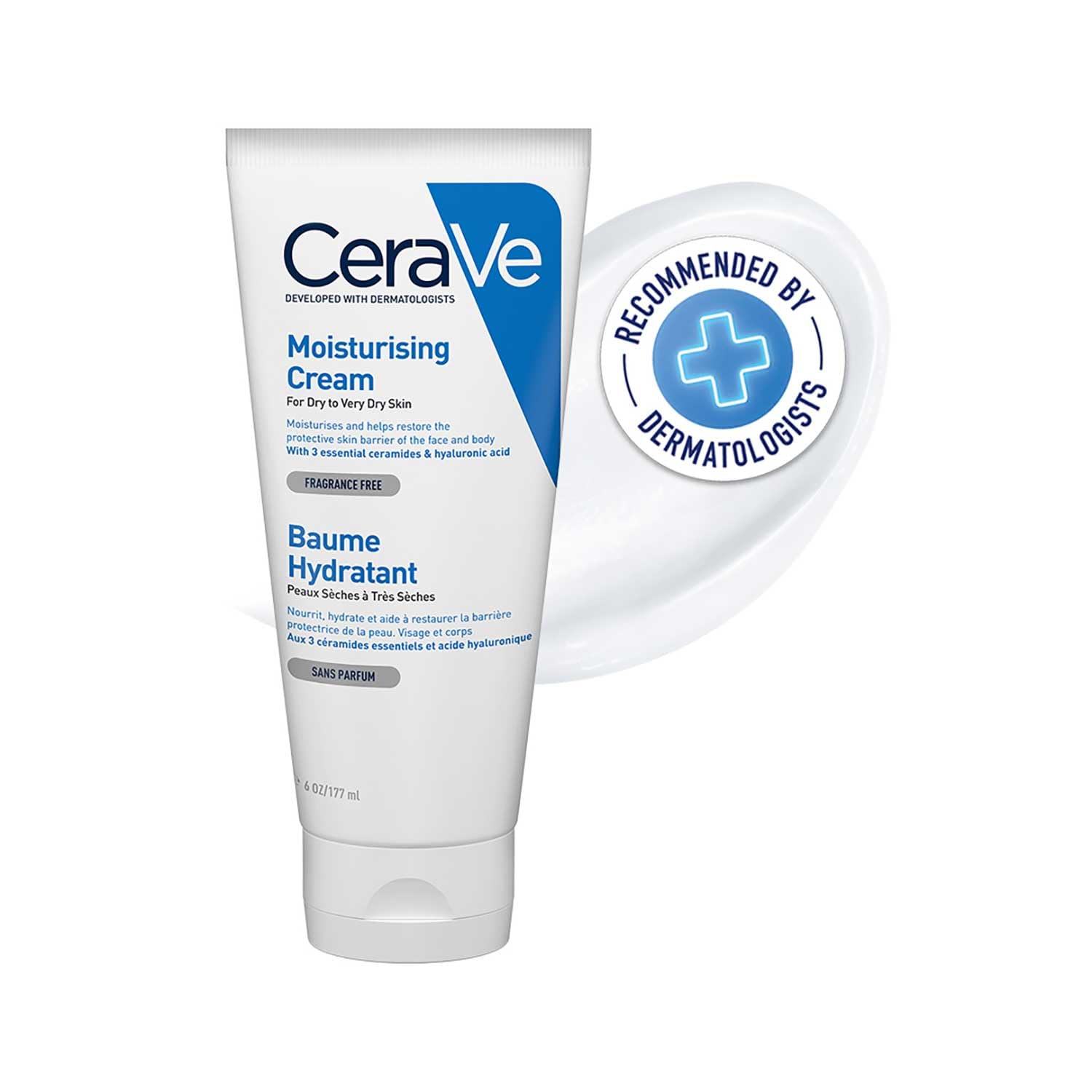 CeraVe Moisturizing Cream For Dry To Very Dry Skin (177ml) - Formulated with 3 Essential Ceramides And Hyaluronic Acid | Non-