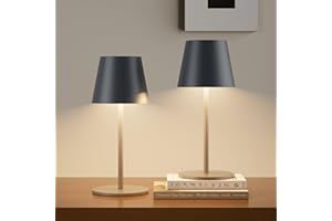‎LUNDWA lundwa Dimmbare 2 Stück led akku tischleuchte 26CM, 5000mAh camping lampe akku aufladbar,3W 3000K tischleuchte kabellos, IP54 Outdoor Tischlampe für Restaurant, Schlafzimmer, Bar (Anthrazit)
