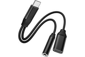 LQIESDD Adattatore e Caricabatterie da USB C a Jack da 3,5 mm, 2 in 1 Adattatore per Cuffie da Tipo C a 3,5 mm Supporta Chiamate con Addebito Rapido per iPhone 15, iPad Pro, Samsung Galaxy S24, Pixel, Huawei