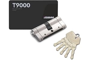 HEXIHER Cerradura de cilindro con 5 llaves 30/40, Euro Cobre Cerradura de cilindro de embutir de doble apertura con barra de acero antirrotura y tuerca antirrobo para puerta exterior antirrobo et interior