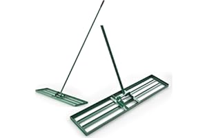 COSTWAY Grabie do poziomowania trawnika, metalowe, narzędzie do trawnika z ergonomicznym uchwytem, poziomowanie podłoża piaskowego, do ogrodu, na podwórko, pole golfowe, zielone (106 x 25 cm)