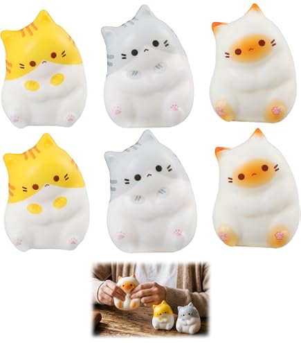Balle anti-stress en forme de chat - ZUUKO - Lot de 3 - Squishy - 8,5x6