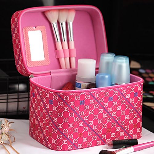 Large capacity makeup bag, cosmetic box, portable portable box, small cosmetic bag, lovely small square bag,Rose red