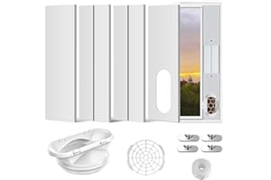 Ninyoon Kit di sfiato per finestre Air Condizionatore - per Tubo di Scarico 13 cm in Senso antiorario/in Senso orario e 15 cm in Senso antiorario, per Finestra da 43-140 cm - Nessun tubo