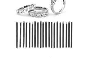 SALMUE Cincel de Yunque de joyería de Metal, Molde de Sello de punzón de joyería, Kit de Equipo de cincel de Yunque para procesamiento de joyería Herramientas de Talla + Herramientas de Talla de(20pcc)