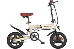 ESKUTE F200 Bici Elettrica, Bicicletta Elettrica Pieghevole Mini 14", Batteria 36V 7.8Ah, 25 KM/h & Autonomia 35–50 KM, Supporto USB per Cellulare, Sella Erg., E-bike per Pendolari Urbani