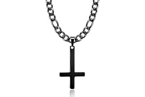 HSWYFCJY Kreuz kette Herren Kreuzkette Silber Gold Schwarz Edelstahl umgekehrtem Anhänger mit Kreuz Halskette für Männer Christliches Kreuz Halskette 20"/24"/28"