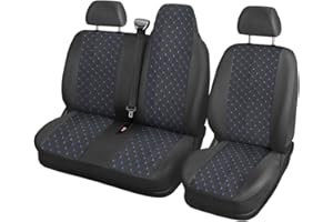 camionetka Housses de siège Avant conçues pour s'adapter O p e l Movano et R e n a u l t Master à partir de 2010, Noir avec Fil Bleu/Housse de siège 2 + 1