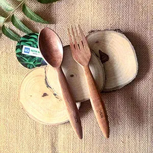 Uncommon Stuffs Spoon & Fork Set Made with Neem Wood