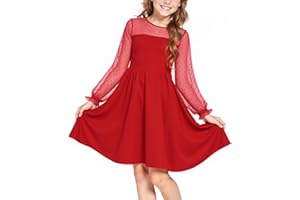 Neteson Abito da Ragazza Maniche Lunghe Elegante Abito da Sera A-Line per Festa Cerimonia Nuziale Natale Ballo 6-16 Anni