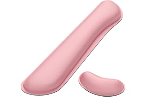 Dapesuom Vergrößertes Tastatur-Handgelenkauflage, Memory-Schaum Handgelenkruhen für Schreibtisch Matten Unterstützung, niedliche Schmerzlinderung Tastatur-Mauspad Resten Set für Büro, Rosa