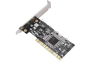DIYEENI 4-Ports PCI SATA Raid Controller, 1.5Gbps SATA Controller RAID Controller Card, PCI to 4 SATA Port Internal Expansion Card with Low Profile Bracket Support 4 Hard Drives