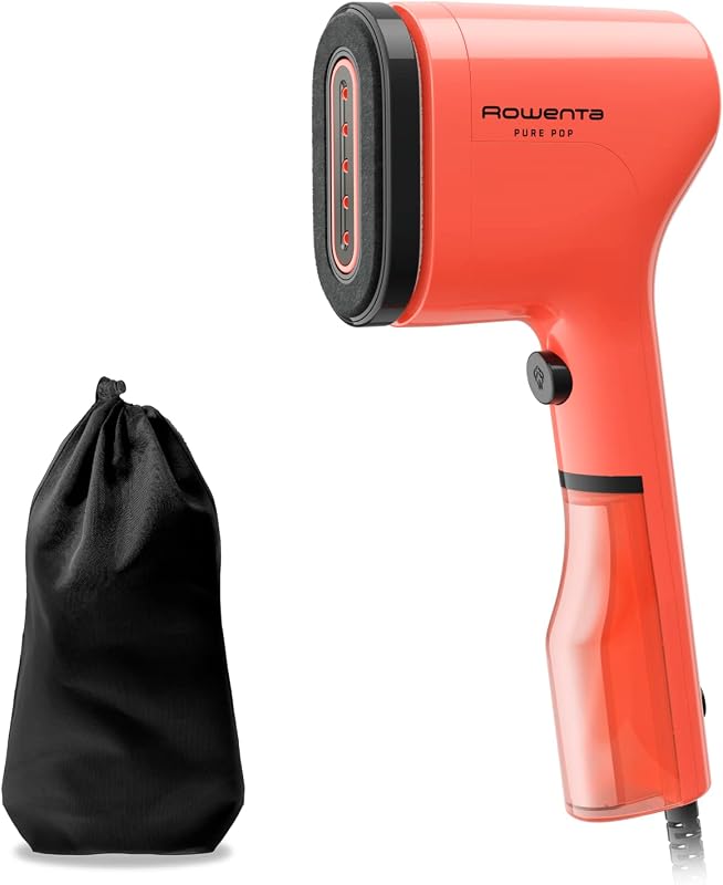 Rowenta Pure Pop, Ferro da Stiro Verticale Portatile a Vapore, Utile per Stirare e Igienizzare i Tuoi Capi, con Sistema Reversibile, Riscaldamento Rapido, Potenza 1300W, Colore Rosso Corallo, DR2022