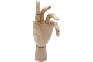 Paintersisters® Main articulée, 25 cm Gauche, Main en Bois Mobile, Main modèle Mannequin Modèle Main Poupée de Dessin