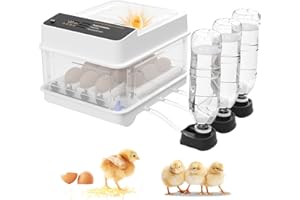 MIOANSER Couveuse Oeuf Automatique, Incubateur Oeuf Automatique 10-36 Oeufs avec Retournement Automatique des Oeufs et Ajout D'eau, Double Alimentation, Contrôle de la Température, Mire Oeuf Integré (15 Oeufs)