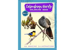 Colombian Birds Coloring Book Vol 3. 62 amazing illustrations: Hummingbirds, barbets, tanagers, toucans, parrots, euphonias, hawks, owls, ducks, ... only be found in Colombia! Endemic and Near