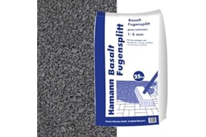 Hamann Mercatus GmbH Basalt Fugensplitt 1-3 mm 25 kg hochwertiges Fugenmaterial, Langlebigkeit, Gartenwege, Terrassen, Einfahrten, Belastbar