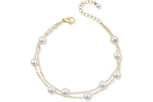 Trinckle Pearl Bracelets for Women, Prom Gold Bracelet Pearl Jewelry for Beach, Trendy Daisy Bracelt Dainty Silver Heart Brac