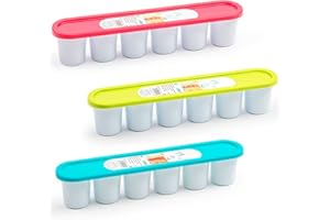 Acan Tradineur - Pack de 3 cubiteras de plástico con Tapa, Molde para 6 Cubitos de Hielo Grandes, fácil extracción, cócteles, Whisky, Fabricado en España - 6 x 30,8 x 6 cm - Color Aleatorio