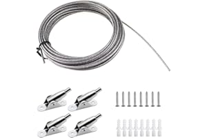 PLCatis Fil Acier Inoxydable Cable Metallique Inox 12m x Ø2mm Cable Rideau Filin Inox Enduit PVC Antirouille Cablette Gainée pour Accrocher des Plantes de Jardin d'image de Rideau Vis Incluses