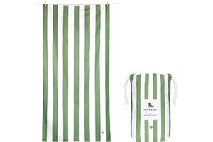 Dock & Bay Toalla de Playa - Secado Rápido, Sin Arena - Compacto, Ligero - Materiales 100% Reciclados - Incluye Funda - Cabana - Cayman Khaki, Extra Large (200x90cm, 78x35)