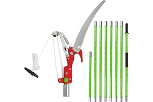 AYYDS Astsäge Teleskop mit Astschere, Seilzug Gartensäge Baumsäge, Einstellbare Länge, Teleskopsäge mit Tragetasche, Baumschere Handsäge Stangen Astsäge für Astungsarbeiten und Baumpflege (8M)