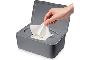 ELALOVE Versiegelte Feuchttücher Box mit großem Volumen Staubschutz Grau Baby Feuchttücherbox für feuchte Tücher Toilettenpapier Taschentücher im Badezimmer Wohnzimmer
