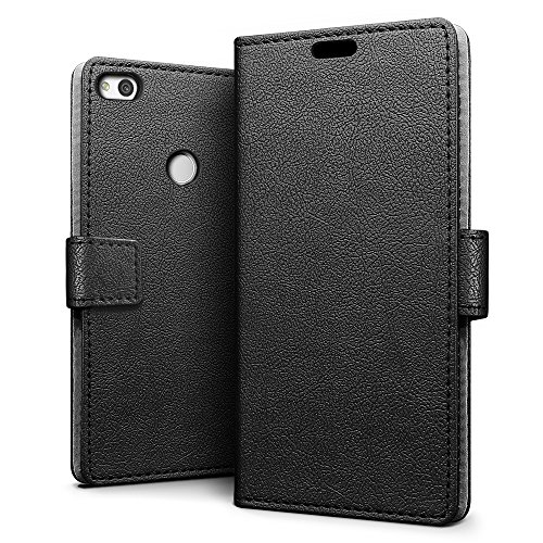 Funda Huawei P8 Lite 2017 SLEO Cartera Carcasa Piel PU Suave Flip Folio Caja Super Delgado  Estilo Libro Soporte Plegable y Cierre Magn  tico  para Huawei P8 Lite 2017 - Negro