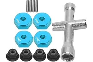 DILWE RC Wheel Hex Adapter, 12mm 1/10 RC Car Truck Wheel Hex Adapter+Non-Slip Nut+Bolt+Cross Wrench RC Model Toy Part(Blue)