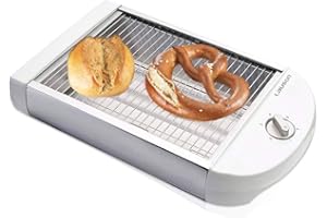 Lauson Tostadora horizontal, 600W, 4 rebanadas, Bandeja para migas extraíble, 2 lámparas, ATT113, Blanco
