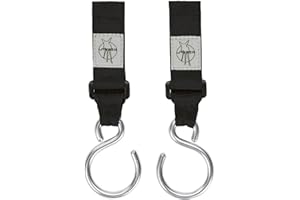 LÄSSIG Kinderwagenbefestigung (2 Stk.) Klettverschluss Haken Kinderwagenhaken Einkaufshaken Metall/Stroller Hooks Metal, schwarz