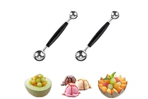 Lumi Zenva Double Boule à Melon Diamètre 25/30 mm Lot de 2 Cuillères Creuses Double Face en Acier Inoxydable Forme Sphérique pour Melon Emporte-Pièce Légumes Fruits Boule Melon​