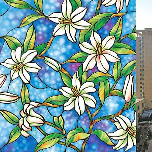 Viclover Static Non-Adhesive Window Film Stained Glass Film Privacy Decorative Window Clings 45*200CM (Orchid)