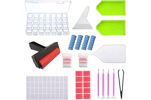 INSANYJ Diamond Painting Zubehör,76 Stück DIY 5D Diamond Painting Werkzeug Set mit Diamant Anstrichwerkzeug Rolle und 28 Fächer Diamant Sortierbox,für Erwachsene/Kinder