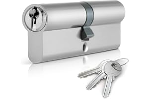 LOCKS AND SCREWS LTD Chrome 40/40 Euro Cylinder Lock (80mm), Euro Door Barrel Lock with 3 Keys, Anti-Bump, Anti-Drill and Anti-Pick Door Lock with Key (Chrome, 40/40)