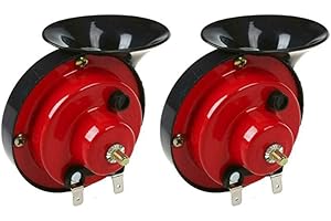 BSEICAL 2 Piezas Bocina Coche Potente 300DB, Bocinas Camion Impermeable, Un Par Claxon Eléctricos 12V, Claxon Coche Adecuados para Automóviles/Motocicletas/Vehículos Eléctricos/Cuerno de Caracol (Rojo)