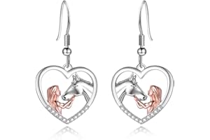 YFN Rose Gold Horse Ohrringe Schmuck Sterling Silber Horse Drop Ohrringe Mädchen Umarmung Pferd Geschenk für Mädchen