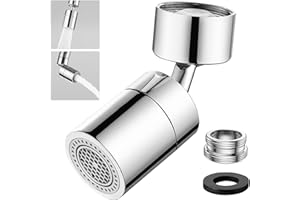 HATANSE Wasserhahn Aufsatz Schwenkbar 360° Drehbarer Wasserhahn Anschluss Verlängerung mit 2 Sprühfunktion, 22mm und 24mm Gewinde Luftsprudler Aufsatz für Küchen Bad