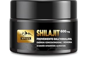 VPIUV Shilajit Resina Himalayana Pura 100% – 50g Integratore Naturale con 75% di Acido Fulvico e Oltre 85 Minerali – Energia, Vitalità, Focus Mentale, Immunità