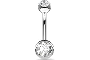 OUFER 14G 8 12 14 mm Piercing Nombril Titane Nombril Billes Court Long Barres Double Gemme Bijoux Femme Homme